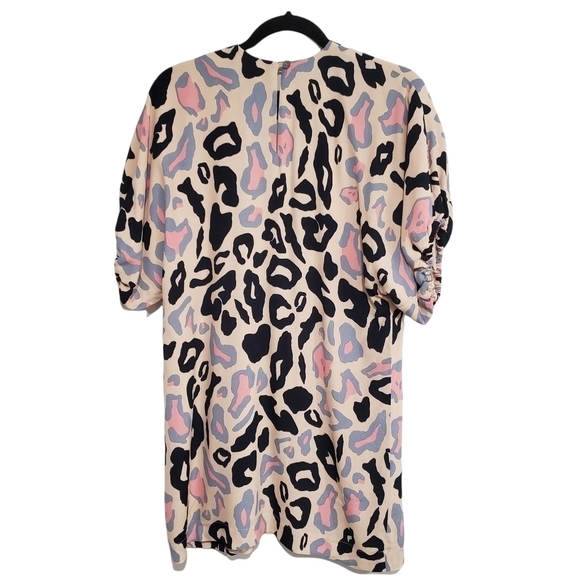 Olivaceous round neck short sleeves multicolored animal print mini tunic - Picture 9 of 10